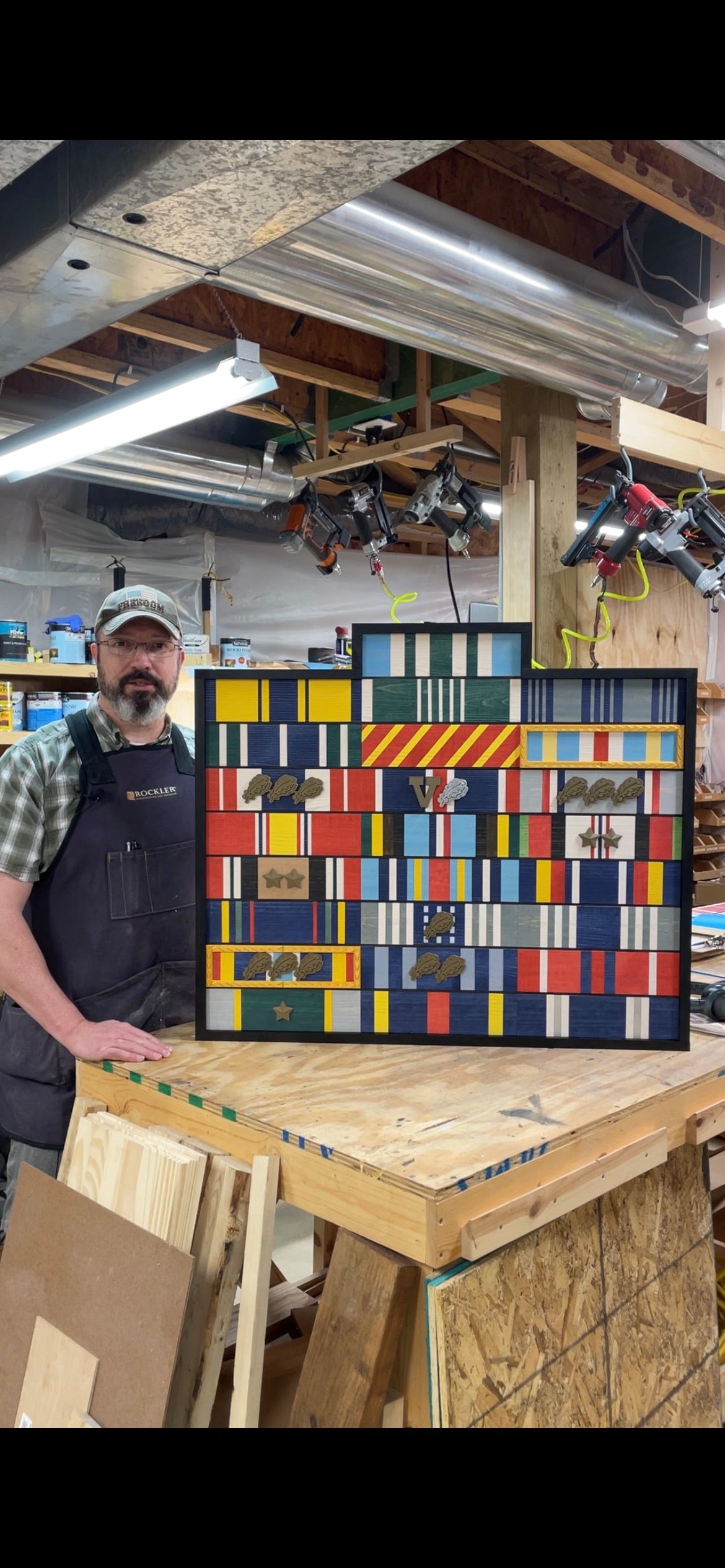 Pow Ribbon Rack RibbonRax - The ORIGINAL Sequential-grain Wooden Military Ribbon Rack!
